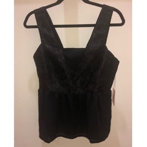 Black Lace and Chiffon Tank Top